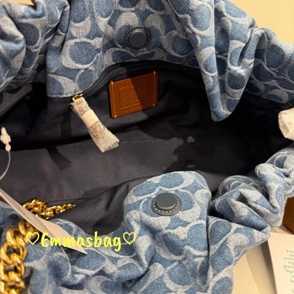 Coach Faye Large Shoulder Bag In Signature Denim CDB97 denim/Gold/Indigo - Picture 7 of 11